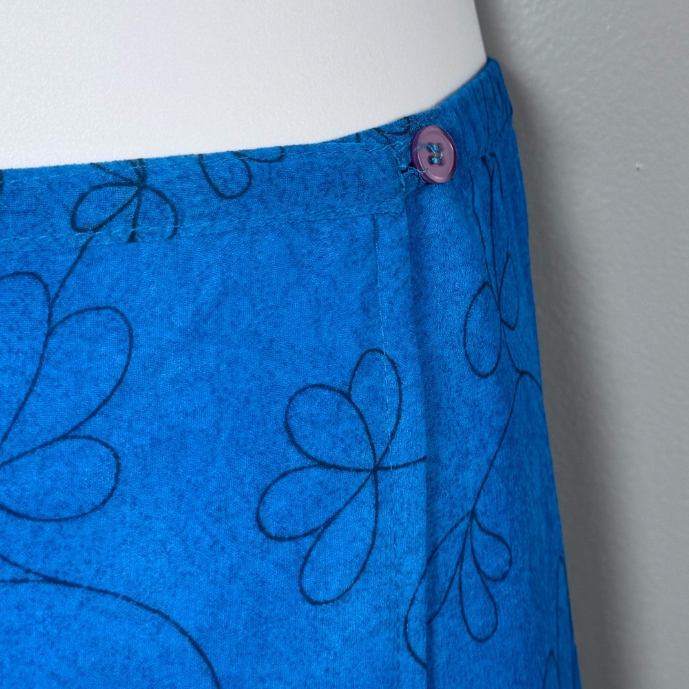 Mix Nouveau Blue Floral Wrap Maxi Skirt Size M - Picture 7 of 14